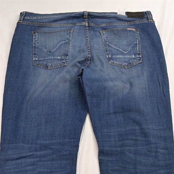 HUDSON 40 x 36 Blake Slim Straight Dark Flex Distressed Denim Jeans - Picture 6 of 7